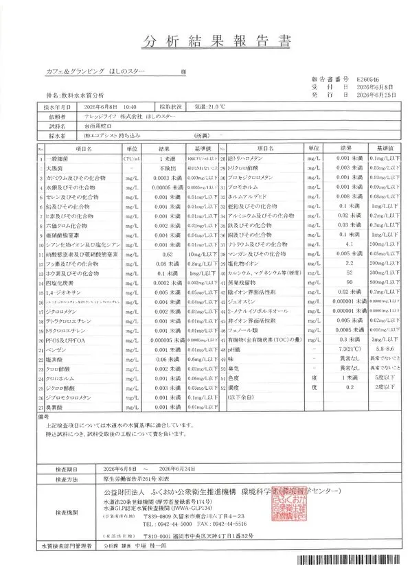 水質検査報告書